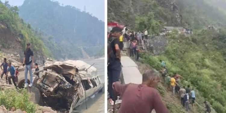 உத்தரகண்டில் சுற்றுலா வாகனம் ஆற்றில் கவிழ்ந்து ஒருவர் உயிரிழப்பு :
