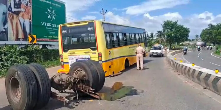 ஓடும் அரசு பேருந்தில் இருந்து கழன்று ஓடிய சக்கரங்கள் !