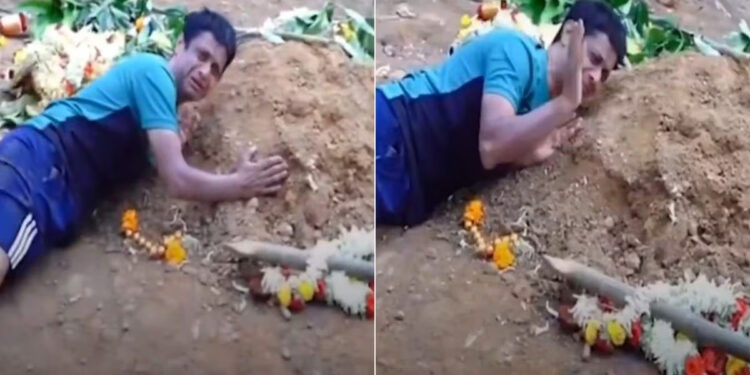 மகனை இழந்த தந்தையின் உருக்கம் : “சமாதியில் நானும் தங்கி விடுகிறேன்… என்னை இங்கேயே விட்டுவிடுங்கள் “