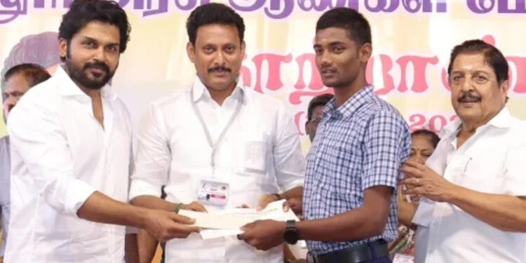 தந்தையை நினைத்து கண்கலங்கிய நடிகர் கார்த்தி… உடனே சிவகுமார் செய்த செயல்… அமைச்சர் அன்பில் மகேஷ் கொடுத்த பதில் !