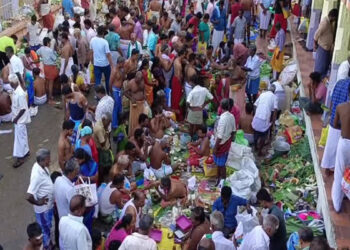 ஆடி அமாவாசையை முன்னிட்டு ஒகேனக்கல் காவிரிக்கரையில் தர்ப்பண வழிபாடு!