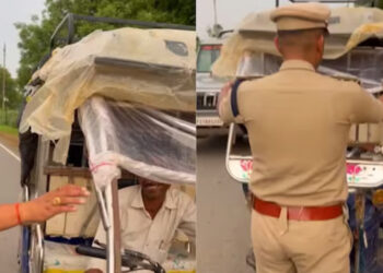 பாட்டு மூலம் போக்குவரத்து விதிகளை நினைவூட்டிய காவலர் – வைரலாகும் வீடியோ !