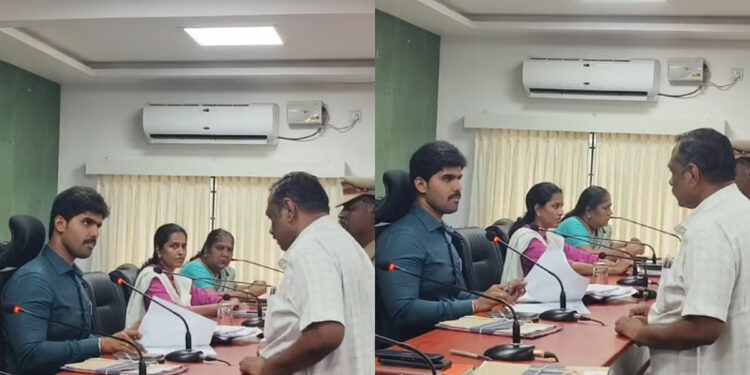 திருவள்ளூர் ஆட்சியரிடம் சரமாரியாக திட்டல் பெற்ற சர்வேயர் !