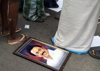 “முதல்வர் படம் சாலையில் வீச்சு : தி.மு.க. நிர்வாகி கைது  !”