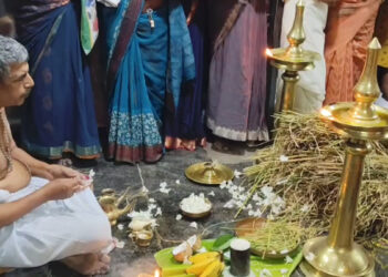 சுசீந்திரம் தாணுமாலய சுவாமி கோயிலில் நடைபெற்ற நிறை புத்தரிசி பூஜை