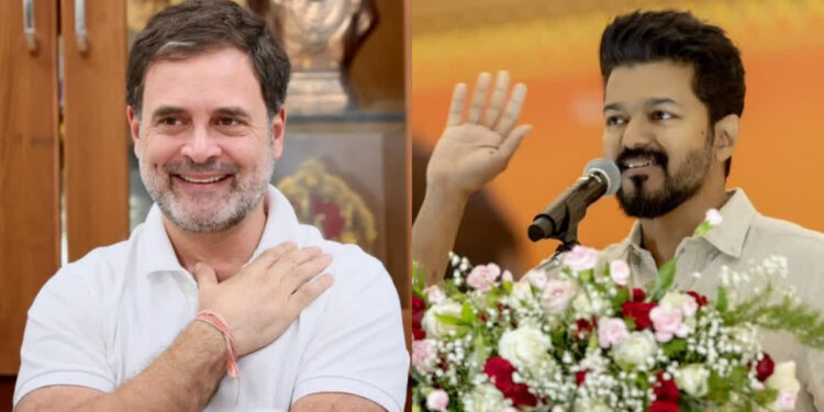 த.வெ.க. – காங்கிரஸ் கூட்டணி முயற்சி : ராகுலை சந்திக்க விஜய் முயற்சி ?