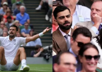 விம்பிள்டனில் ஜோகோவிச் ஆட்டத்தை ரசித்த விராட் கோலி – அனுஷ்கா : புகைப்படங்கள் வைரல் !