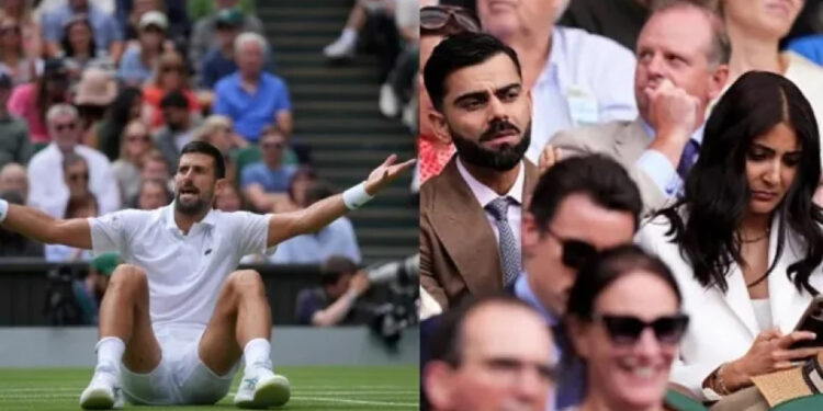 விம்பிள்டனில் ஜோகோவிச் ஆட்டத்தை ரசித்த விராட் கோலி – அனுஷ்கா : புகைப்படங்கள் வைரல் !
