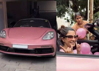 நடிகை வரலட்சுமிக்கு பிங்க் நிற Porsche ரக காரை பரிசளித்த கணவர்!