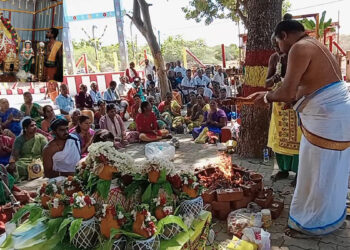 வத்தலக்குண்டு: சப்தகன்னிமார் கோயிலில் கிராம தேவதை ஆலய பிரதிஷ்டை விழா