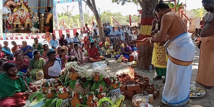 வத்தலக்குண்டு: சப்தகன்னிமார் கோயிலில் கிராம தேவதை ஆலய பிரதிஷ்டை விழா