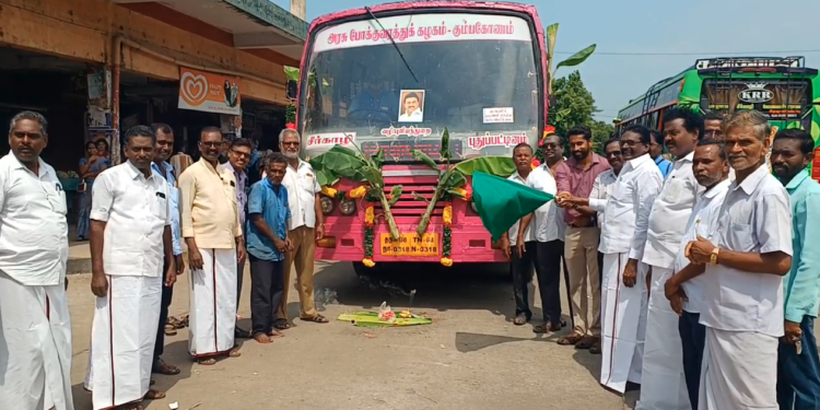 புதிய பேருந்து சேவையை சட்டமன்ற உறுப்பினர் பன்னீர்செல்வம் கொடி அசைத்து தொடங்கி வைத்தார்