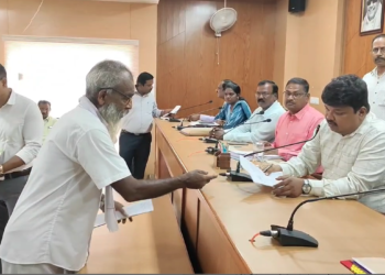 அகணி ஊராட்சியில் காட்டுப்பன்றிகள் நெற்பயிர்களை சேதப்படுத்துவதாக விவசாயிகள் மாவட்ட ஆட்சியர் அலுவலகத்தில் புகார்