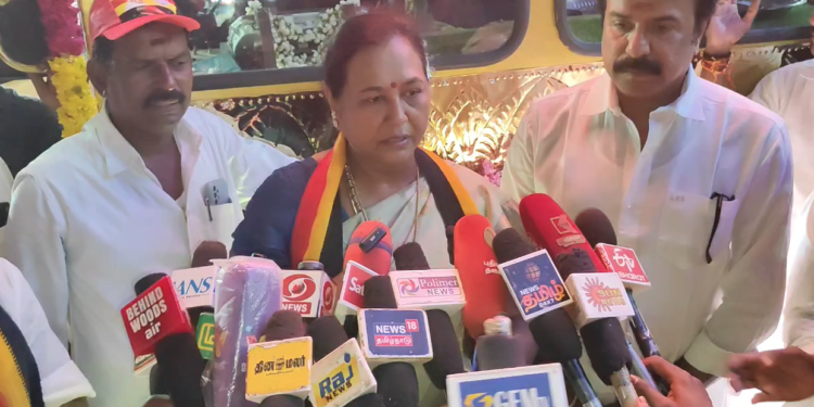 மயிலாடுதுறையில் தேமுதிக பொதுச்செயலாளர் பிரேமலதா விஜயகாந்த் பேட்டி