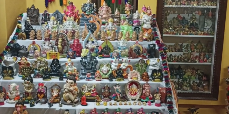 விநாயகர் சதுர்த்தியை முன்னிட்டு 2000 விநாயகர் சிலையை கொலுகாட்சிப் படுத்தி பரவசம்