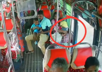 பேருந்தில் சடன் பிரேக் ; தவறி விழுந்த ஒரு வயது குழந்தை – சிசிடிவி காட்சி பரபரப்பு !