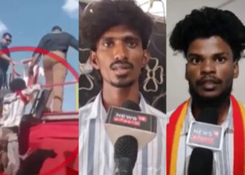 தவெக மாநாட்டில் பவுன்சரால் தூக்கி வீசப்பட்டவர் யார் ? – புதிய சர்ச்சை
