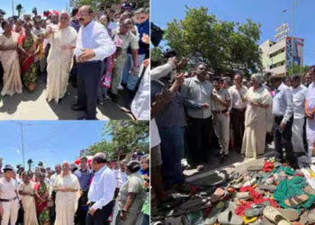 கரூர் கூட்டநெரிசல் நிகழ்விடம் மத்திய அமைச்சர் நிர்மலா சீதாராமன் ஆய்வு