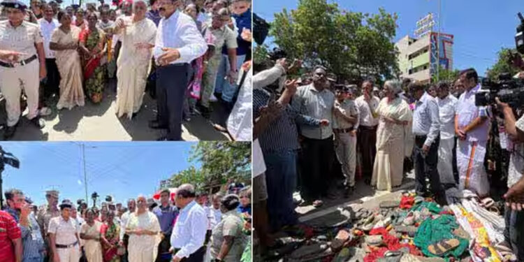 கரூர் கூட்டநெரிசல் நிகழ்விடம் மத்திய அமைச்சர் நிர்மலா சீதாராமன் ஆய்வு