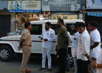 மயிலாடுதுறையில் TVKதலைவர் விஜய்யின் மக்கள் சந்திப்பு நிகழ்ச்சிக்கு அனுமதி கேட்டு TVK-வினர் SPஅலுவலகத்தில் மனு