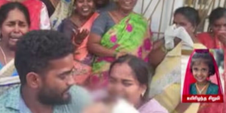 நாய் குறுக்கே வந்து மோதியதால் 4 வயது சிறுமி பலி