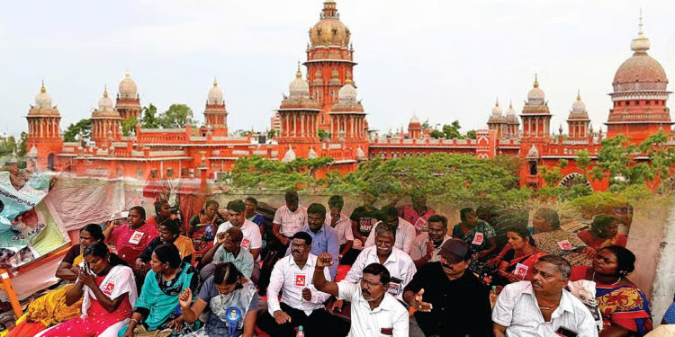 தூய்மை பணியாளர் போராட்டத்தில் சட்டவிரோத கும்பல் நுழைந்தது : உயர் நீதிமன்றத்தில் தமிழக அரசு விளக்கம்