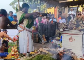 பக்திப் பரவசத்தில் பெரியகோட்டை! ஸ்ரீ தர்மசாஸ்தா ஐயப்பன் திருக்கோயில் மஹா கும்பாபிஷேகம் கோலாகலம்  ஆயிரக்கணக்கான பக்தர்கள் தரிசனம்