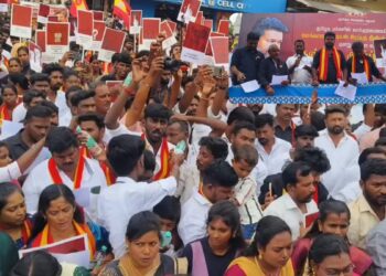 வாக்குரிமை பறிக்காதே! தமிழக வெற்றிக் கழகம் கண்டன ஆர்ப்பாட்டம் 