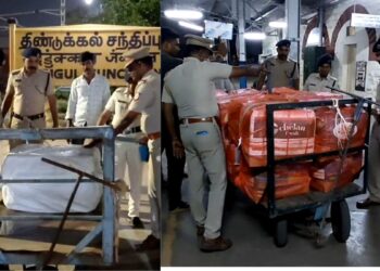 டெல்லியை உலுக்கிய பயங்கரவாதத் தாக்குதல் எதிரொலி திண்டுக்கல் ரயில் நிலையத்தில் உச்சகட்ட பாதுகாப்பு!