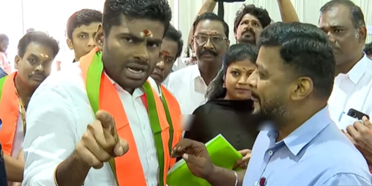 “உனக்கு மட்டும் கொம்பு முளைச்சிருக்கா ?” – செய்தியாளருடன் வாக்குவாதத்தில் ஈடுபட்ட அண்ணாமலை…!