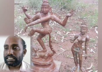 திருவாரூரில் போலி சிலையினை பழமையான சிலை என விற்க முயன்ற வங்கி ஊழியரை போலீசார் கைது