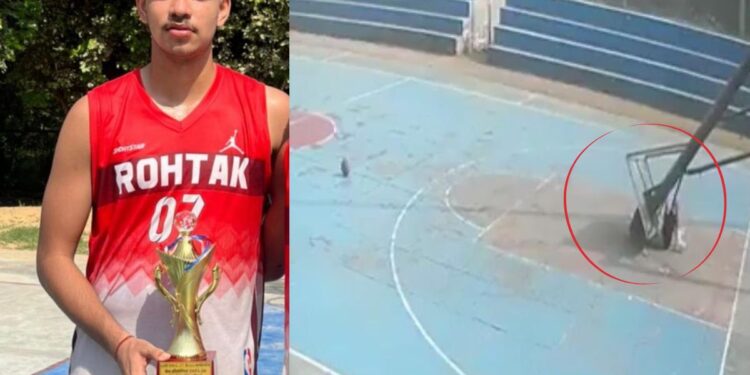 கூடைப்பந்துக் கம்பம் சரிந்து விளையாட்டு வீரர் பலி