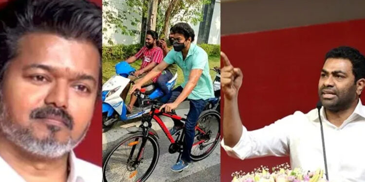 கருப்பு–சிவப்பு சைக்கிளில் வந்து ஆதரவு தந்தாரே… விஜய் மீது நன்றியுணர்வு இல்லையா ? — ஆதவ் அர்ஜூனா