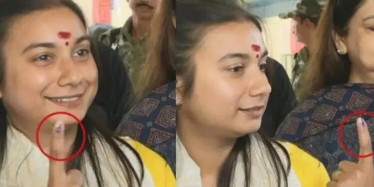 இரு கைகளிலும் மை… பிகார் எம்.பி. இரண்டு முறை வாக்குப்பதிவு ?