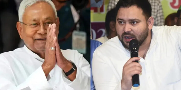 பிகார் தேர்தலில் என்.டி.ஏ ஆட்சிக்குத் வாய்ப்பு :  தேஜஸ்வி சொந்தத் தொகுதியில் பின்னடைவு