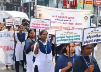 திண்டுக்கல்லில் தமிழ் ஆட்சிமொழிச் சட்ட விழிப்புணர்வு பேரணி மாணவர்கள் பங்கேற்பு