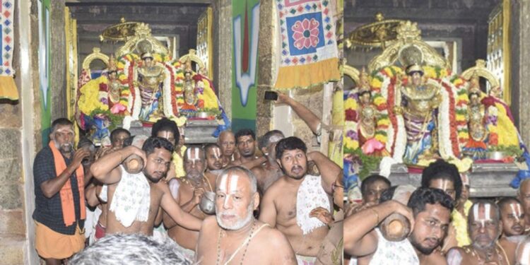 தட்சிண துவாரகையில் வைகுண்ட ஏகாதசி மன்னார்குடி ராஜகோபாலசாமி கோயிலில் வைரமுடியுடன் சொர்க்கவாசல் எழுந்தருளல்