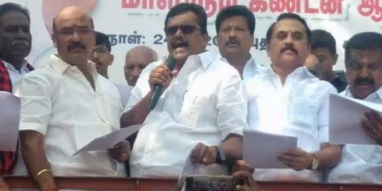 தேனி மாவட்டம் முழுவதும் திமுக கூட்டணி கட்சியினர் பிரம்மாண்ட கண்டன ஆர்ப்பாட்டம்!