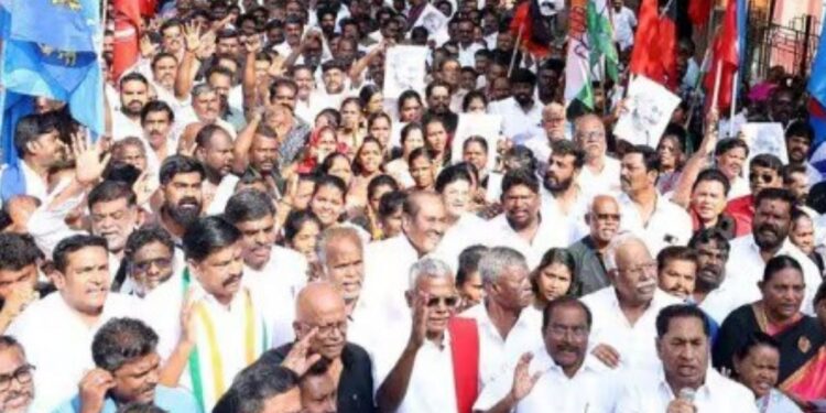 100 நாள் வேலைத் திட்டத்தைச் சிதைக்க மத்திய அரசு முயற்சி கூட்டணி கட்சிகள் கண்டன முழக்கம்!