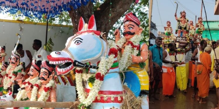 வத்தலக்குண்டு அய்யனார் கோவில் புரவி எடுப்புத் திருவிழாவில் கால பைரவரைச் சுமந்து வந்த இஸ்லாமிய சகோதரர்!
