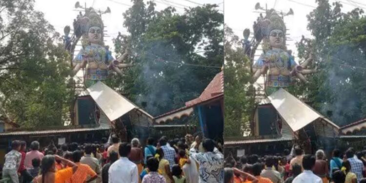 சக்கம்பட்டி நன்மை தருவார் ஐயப்பன் கோவில் மார்கழி உற்சவம் 49 அடி மாகாளியம்மனுக்குப் பாலாபிஷேகம்