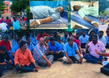 பத்திரிகையாளர்கள் மீது அறநிலையத் துறையினர் தாக்கு  ரெட்டியார்சத்திரம் சாலையில் மறியல்