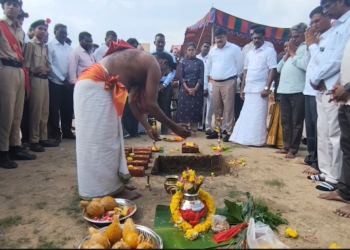 தமிழ்நாடு முதலமைச்சர் மு.க.ஸ்டாலின் காணொளி காட்சி வாயிலாக நன்னிலத்தில் ரூ.2.75 கோடி மதிப்பீட்டில் சிறுவிளையாட்டு அரங்க கட்டுமானப்பணி