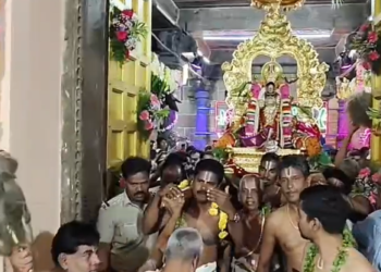 திருஇந்தளுர் பரிமளரெங்கநாதர் ஆலய சொர்க்கவாசல் திறப்பு நிகழ்ச்சி, பெருமாள் மங்களகிரி படிச்சட்டத்தில் எழுந்தருளினார்