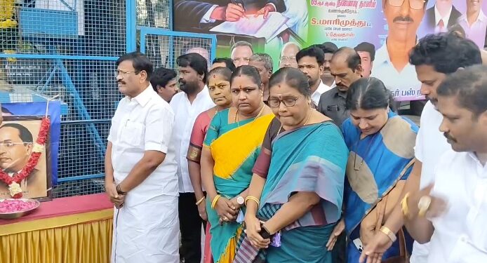 சட்ட மாமேதை Dr.அம்பேத்கர்69-ஆம் ஆண்டு நினைவு நாள் முன்னிட்டு அவரது திருவுருவ சிலைக்கு சிறுபான்மையினர் மரியாதை