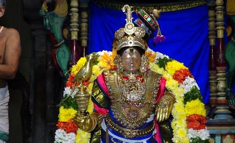 மன்னார்குடி இராஜகோபாலசுவாமி கோவிலில் பகல்பத்து 2-ம் நாள் உற்சவத்தில்  கிருஷ்ணா அலங்காரத்தில் பெருமாள்