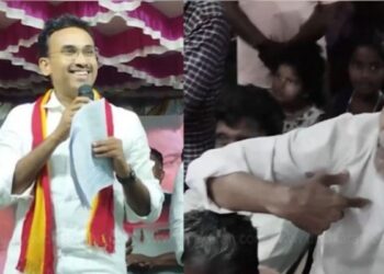 திருச்செங்கோட்டில் மேடையில் அரசியல் பேசிய தவெக கொள்கை பரப்புச் செயலாளருக்கு கடும் எதிர்ப்பு