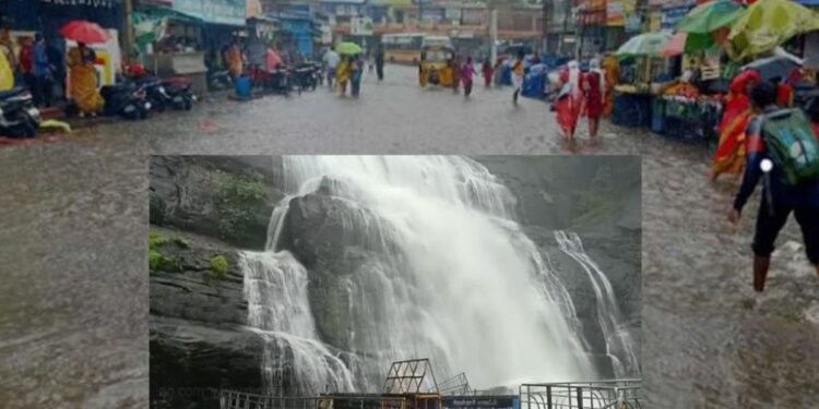 தென்காசியில் கொட்டித் தீர்த்த அதி கனமழை குற்றால அருவிகளில் அபாயகரமான வெள்ளப்பெருக்கு – குளிக்கத் தடை நீடிப்பு!