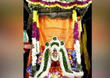 பழநி பெரியநாயகி அம்மன் கோயில் திருவாதிரை உற்ஸவம் பொன்னூஞ்சலில் அம்மன் எழுந்தருளி அருள்பாலிப்பு