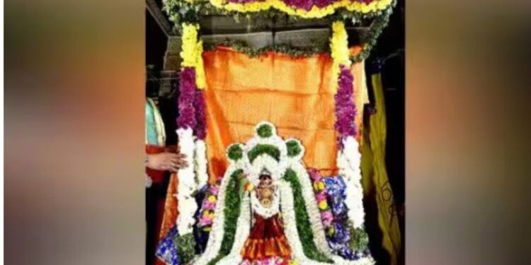 பழநி பெரியநாயகி அம்மன் கோயில் திருவாதிரை உற்ஸவம் பொன்னூஞ்சலில் அம்மன் எழுந்தருளி அருள்பாலிப்பு